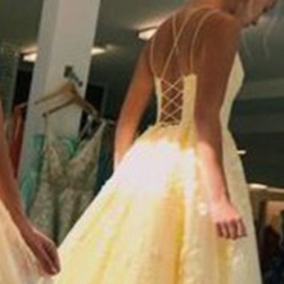 Yellow Aline Prom Dress - Picture 2 of 3